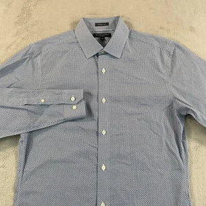 Banana Republic Grant Fit Shirt Men Medium Blue Geometric Non Iron Preppy NWOT - Picture 1 of 9