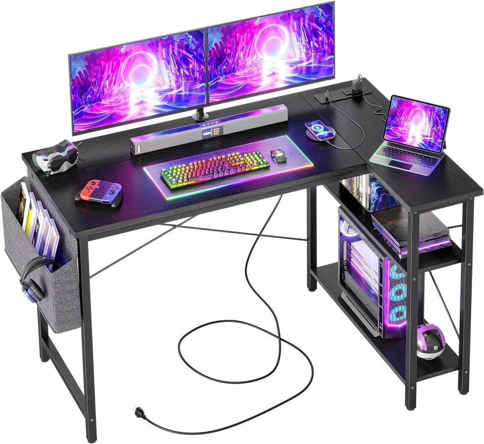 Eckschreibtisch für PC mit Steckdosenleiste 120x70cm Ergonomisch L-Förmig C155 - Bild 1 von 4