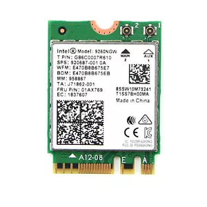 AC 9260NGW Doble Banda WiFi Bluetooth 5.0 Laptop M.2 Tarjeta Inalámbrica NGFF 1.73Gbps - Imagen 1 de 6
