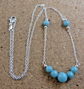 Collar de cadena genuino azul amazonita centro plata esterlina 925 20" #117 - Imagen 1 de 15
