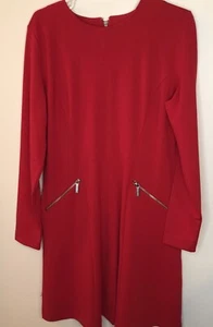Michael Kors langärmeliges Kleid mit Taschen, Größe 12 neu mit Etikett rot Fit and Flare - Bild 1 von 4