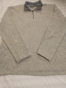 Eddie Bauer Sweater Men's TXL Gray Radiator Fleece 1/4 Zip Barley Heather Camp - Picture 1 of 10