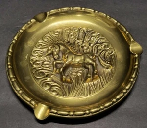 Vtg Large & Super Heavy Solid Brass Unicorn Ash-Tray  - Picture 1 of 7