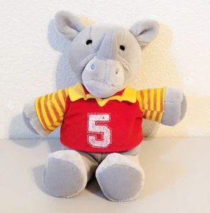 Vintage 1987 Dakin Rhino Rhinoceros with #5 Shirt Stuffed Animal Plush 13" - Picture 1 of 5