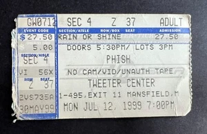 1999 Phish Concert Ticket Stub 7/12/99 - Tweeter Center, Mansfield MA. - Picture 1 of 2