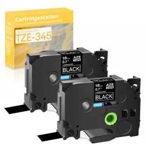 2PK Compatible for Brother TZe TZ345 PT-D800W White on Black Label Maker 3/4 in - Bild 1 von 9