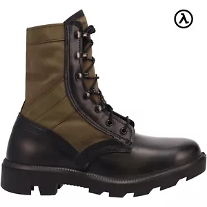 MCRAE HOT WEATHER BLACK LEATHER/OLIVE DRAB COTTON VIBRAM® PANAMA BOOTS 7289 - Picture 1 of 5