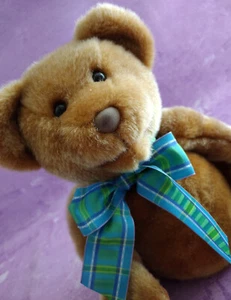 Oso de peluche de peluche Touch My Heart II William arco a cuadros azul verde 2003 - Imagen 1 de 9
