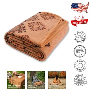 Thick Merino Wool Throw - Skin-Friendly 79x63 Blanket for Home & Adventure - Picture 1 of 9