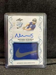 2018 Leaf Perfect Game NATHAN STEVENS Platinum Blue Auto Nike Swoosh Patch 1/1 - Picture 1 of 2