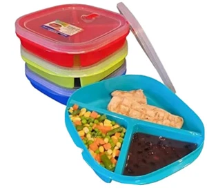 Contenedores de almacenamiento de alimentos para microondas 4 piezas 3 compartimentos placas divididas caja Bento - Imagen 1 de 6