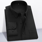 Men Casual Work Shirt Long Sleeve Cotton Oxford Collar Formal Button Down Shirts