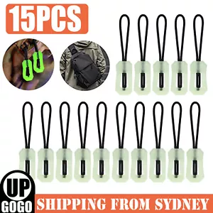 15pcs Luminous Zipper Pulls Cord Glow In The Dark Zipper Puller Head Repair Set - Picture 1 of 12