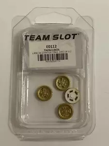 Team Slot E0112 Lancia Stratos Rear Wheel Inserts Gold Painted x 4 - Picture 1 of 2