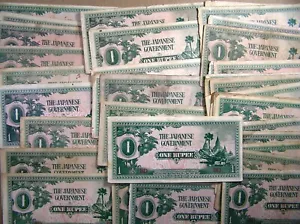 Lot of 50 Notes Burma 1942 Japanese Occupation 1 Rupee P-14, Combined Shipping - Picture 1 of 2