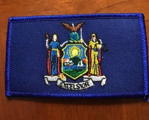 New York State Flagge bestickt Motorrad Biker Aufnäher 2" x 3,5" Made in USA - Bild 1 von 1