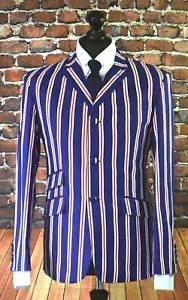 Blau gestreifter Bootsblazer Modjacke gestreifte Jacke Sportjacke - Bild 1 von 3