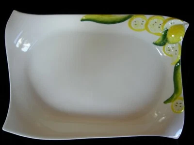 *Bassano* Keramik Handbemalte Schale Kl. Platte geschwungene Form Zitrone 25x15 - Bild 1 von 2