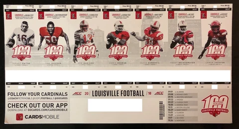 2018 Louisville Cardinals Football Collectible Ticket Stub - Any Home Game Cover