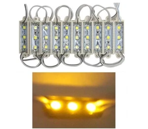 20PZ Mini Modulo 12V LED 2835 3 SMD IP65 GIALLO MOTO RETROILLUMINAZIONE INSEGNE - Foto 1 di 1