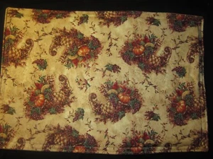 THANKSGIVING CORNUCOPIA FRUIT HOLIDAY HANDMADE FABRIC PLACEMATS SET OF 4 - Picture 1 of 1