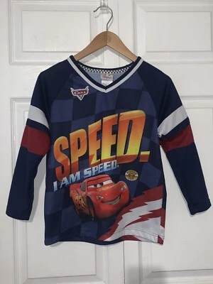 Camiseta deportiva de hockey para niños “Speed” Lightning McQueen de Disney Store Cars talla mediana 7/8 Foto 1 de 4