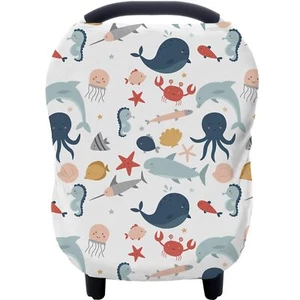 Carseat Cover Boy and Girls - Multi-use Nursing Car Seat Canopy cute fish - Picture 1 of 7