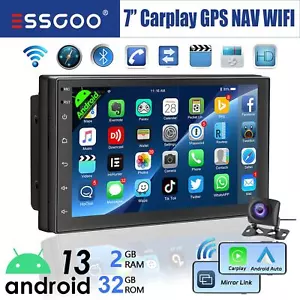 Autoradio 7 Pollici 2 DIN GPS Android 13 Carplay Bluetooth WIFI RDS EQ USB + Cam - Foto 1 di 14