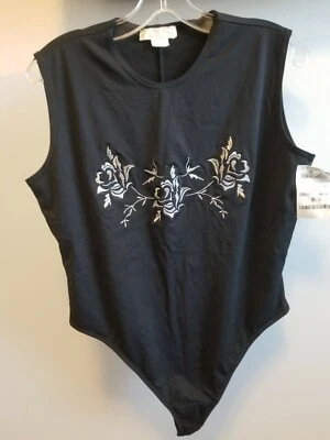 FLORA NIKROOZ LINGERIE WOMEN BLACK EMBROIDERED BODYSUIT SIZE XL NWT - Image 1 of 4