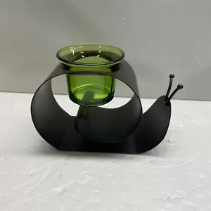 Partylite Metal Snail & Green Glass Votive Candle Holder Retired New In Open Box - Picture 1 of 7