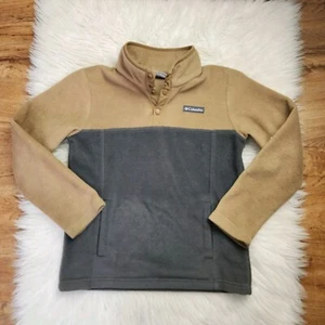 Columbia Boys Gray Tan Colorblock Fleece Jacket 10/12 - Picture 1 of 3