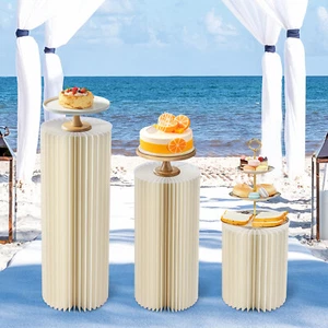 Cylinder Pedestal Wedding Cake Flowers Display Stand Decoration Dessert Table - Picture 1 of 14