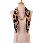 Women Snake Leopard Print Beads Tassel Pendant Necklace Scarf Chiffon Shawl 65