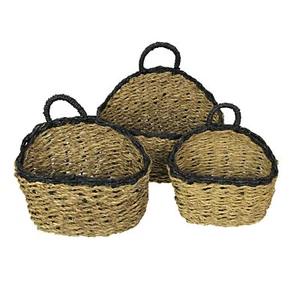 Set of 3 Woven Seagrass Baskets Decorative Rustic Home Storage Decor Organizer - Picture 1 of 5