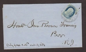 Rhode Island: Providence 1855 gefalteter brauner Universitätsbriefumschlag - Bild 1 von 3