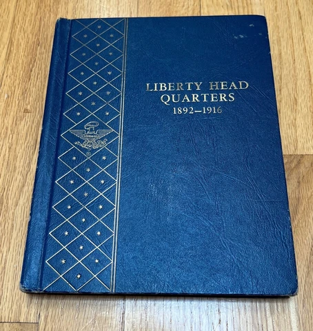 Whitman Classic Blue Bookshelf Album Barber Quarters 1892-1916 : Empty, No Coins Cover