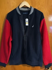 Chaqueta polar Nautica para hombre mediana Sherpa roja azul marino - Imagen 1 de 3