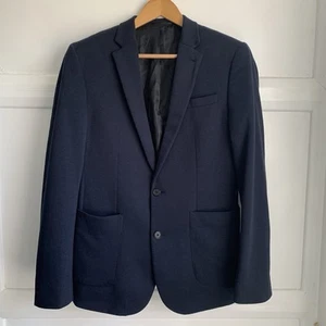 asos Cotton Jersey Blazer Mens 38 Slim Fit Navy Blue Soft Lined Event Jacket - Picture 1 of 12