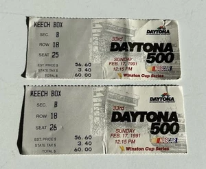 2 Daytona 500 Ticket Stubs February 17, 1991  Ernie Irvan Won 33rd Dayona 500 - Picture 1 of 2
