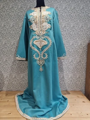 VESTIDO BATA CAFTÁN VINTAGE AÑOS 70 BORDADO A MANO GRANDE Foto 1 de 4