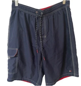 Tommy Hilfiger Mens Swim Trunks Blue Mesh Lined Drawstring Board Shorts M - Picture 1 of 10