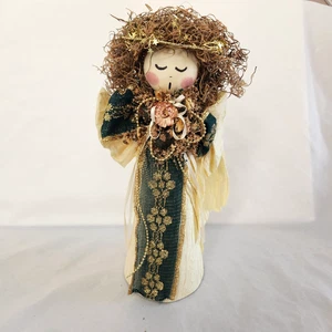 Vintage Weihnachtsengel Puppe Tischdeko Sitter Handarbeit Krepp Papier Country - Bild 1 von 13