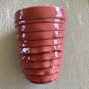 Stunning Studio Pottery Coil Vase Cylinder Form 5 inch Rosy Pink Coral - Picture 1 of 5