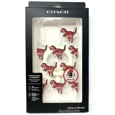 Coach Rexy динозавр iPhone 16 Pro Max прозрачный чехол розовый блестящий Magsafe новый в упаковке - Изображение 1 из 4