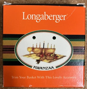 Longaberger Tie-On #33481 Kwanzaa 1998 Retired Holiday Oval Pottery NEU mit Box - Bild 1 von 5