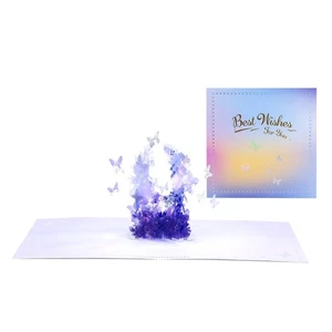 3D for Up Flower for Butterfly Greeting Card Best Wishes for You Cards with - Picture 1 of 8