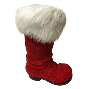 Ino Schaller rote Perlen Nikolausstiefel deutsche Weihnachten Pappmaché Made in Germany - Bild 1 von 3