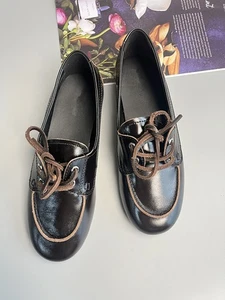 Mocasines de cuero para mujer Massimo Dutti sin cordones punta redonda cómodos zapatos planos - Imagen 1 de 5