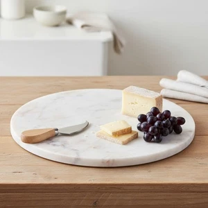 Tagliere rotondo in marmo bianco 11 pollici resistente elegante servizio cucina - Foto 1 di 9