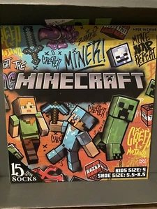 Advent Calendar 15 Days Of Socks Minecraft Kids Size Small ( 5.5-8.5 ) A8 - Picture 1 of 3